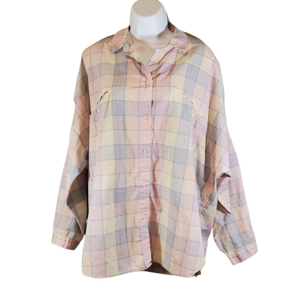 DIANE  VON FURSTENBERG Vintage Button Up Pastel Colored Shirt  Size 40 (20W)